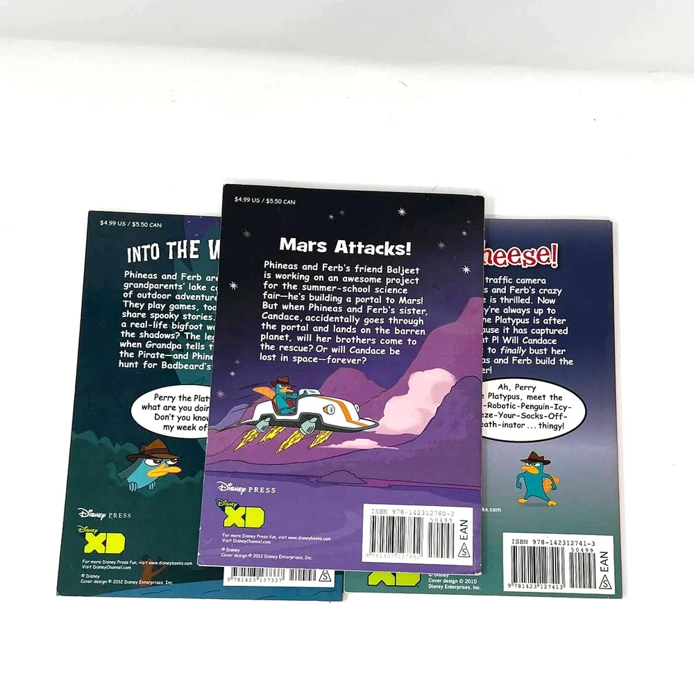 Phineas Ferb Disney XD Lot 3 Illustrated Chapter Books Off Map Freeze Frame Mars